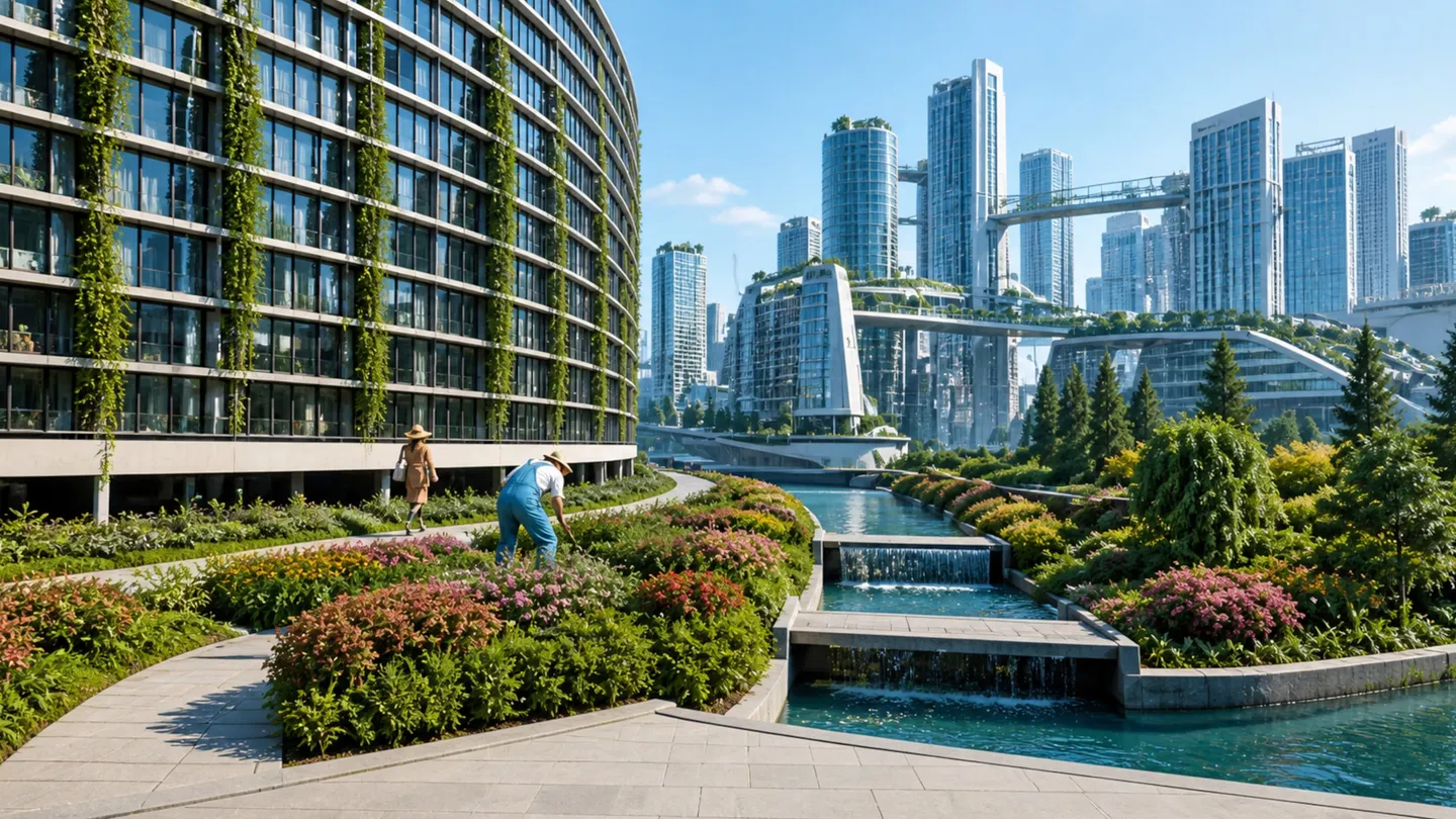 Bridge To One screenshot of a green future city